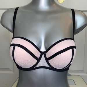 Lace light pink black contract corset bra h&m